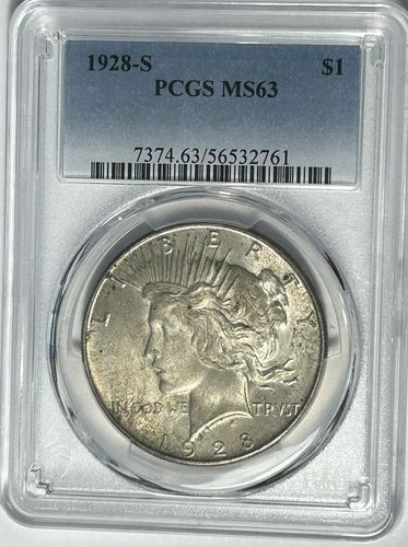 1928 S PEACE  DOLLAR PCGS MS 63