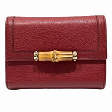 GUCCI Tri-fold wallet Bamboo leather 257017 Free shipping Used