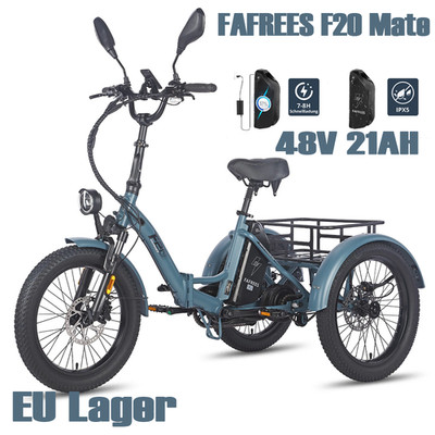 3Rad Elektrofahrrad 20*3 Zoll E-Dreirad eBike 48V 21Ah mit Korb FAFREES F20 MATE