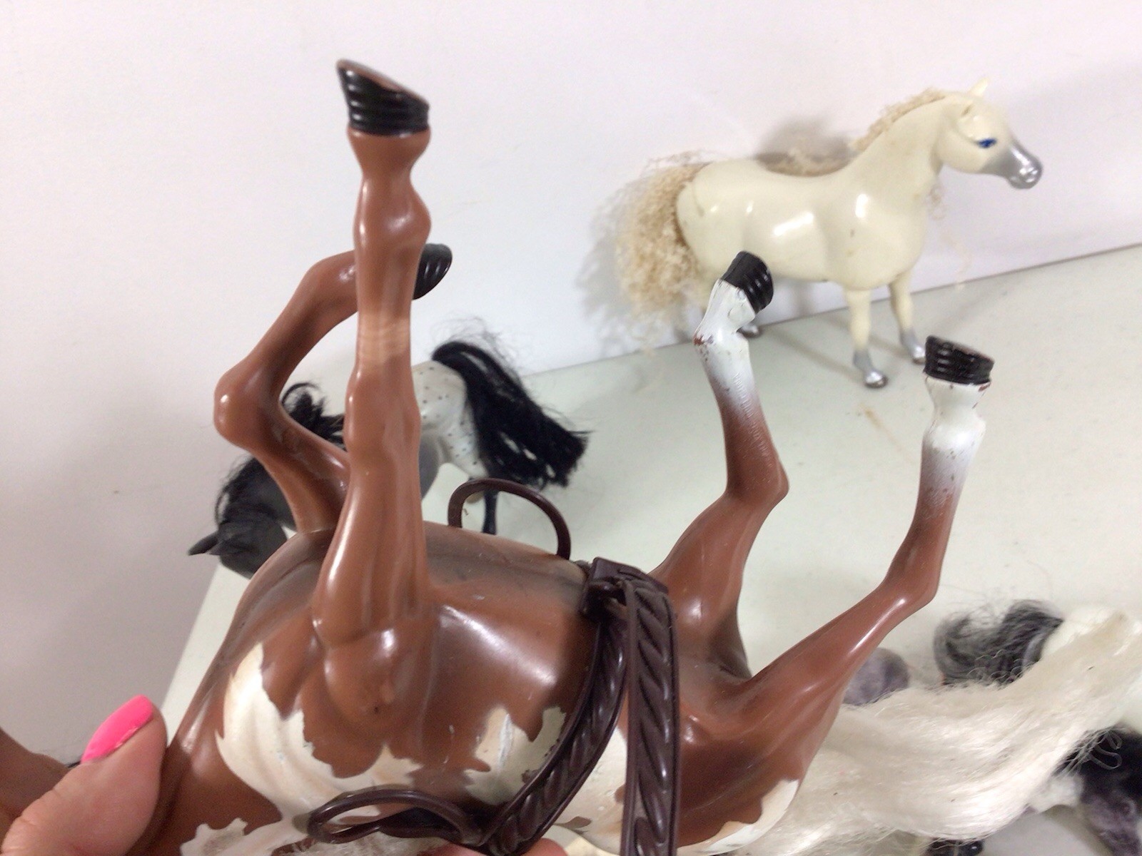 Vintage Horse Lot  of 13 + Plastic Saddle Accessories