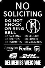 No Soliciting Sign for Front Door, 8 x 12 Inches -Aluminum- Do Not Knock or Ring