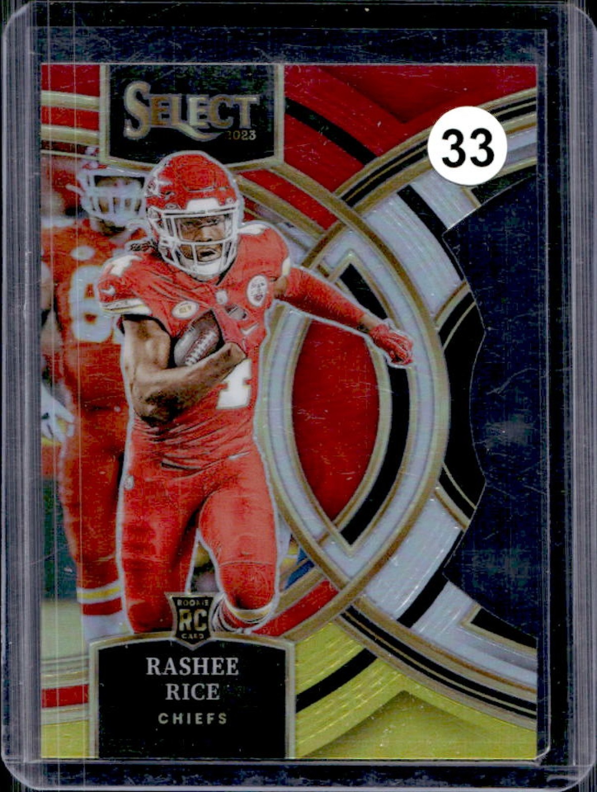 2023 Select Rashee Rice RC Red and Yellow Prizm Die Cut Premier Level #132