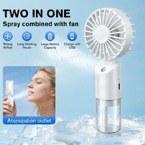 Portable Misting Fan Rechargeable Handheld Mini Cooling Fan with Mist Spray New