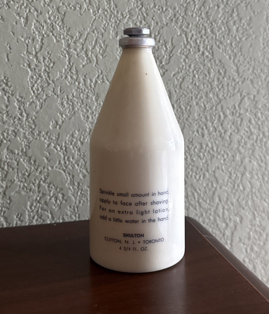 Vtg Old Spice After Shave Shulton Inc 1/3 Full . Porcelain Bottle  EUC