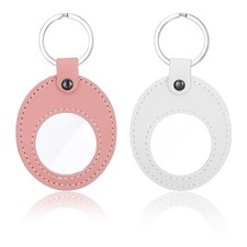 2 Pack AA Medallion Holder Keychain Leather Coin Holder for Lucky Coin Tokens