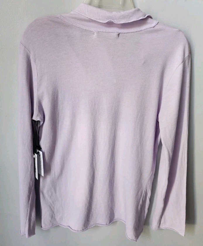 Velvet by Graham Spencer Reed Collared Cotton Jersey Purple Lavender Knit Top 