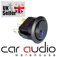 1 x BLUE Led 12v Volt Illuminated Round Car Van Dash Mount ON/OFF Rocker Switch