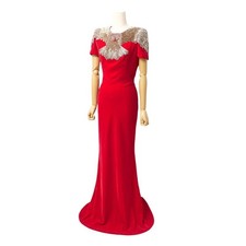 Alexander McQueen dress Size 40 Mermaid-style dress, velvet, beaded, red Mad...