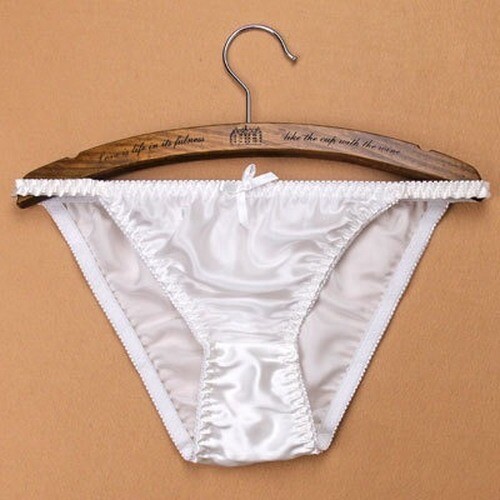 Womens 100% Silk Panties Low-rise Bikini Gifts Underwear Nudies Knickers White - Afbeelding 1 van 20