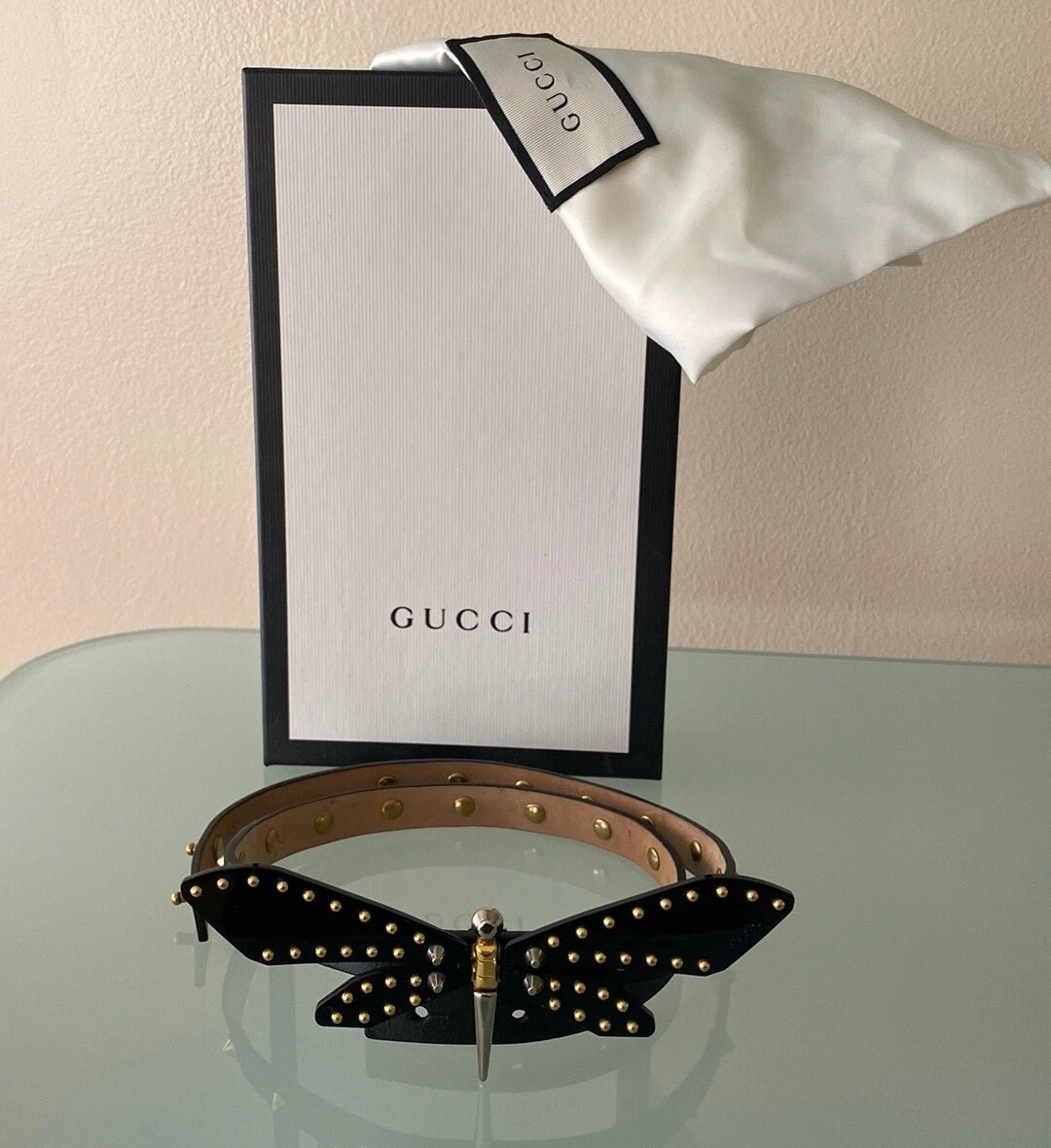 Robe cloutée cuir libellule GUCCI 32