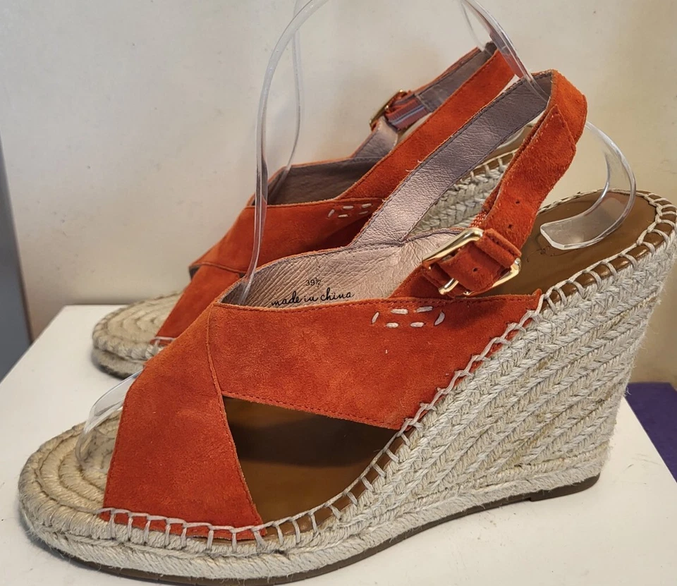 Nuevas Alpargatas Joie Poppy Rojo Lujo Gamuza Correas Tacón Cuña Talla 8.5/39.5 Ret $155 Foto 2 de 4