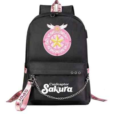 Anime Sakura Girl Card Captor USB Backpack School Book Bags Fans Travel Bags