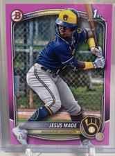 JESUS MADE🔥 2025 1st Bowman PINK Parallel /175 Future Star! #BP-66 GO BREWERS!!