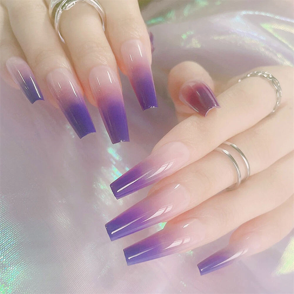 Purple ombre clearance nails coffin