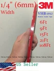 3M VHB #5952 1/4" x 15/21/36/108 ft Double-sided Acrylic Foam Tape Automotive.