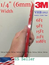 3M VHB #5952 1/4" x 15/21/36/108 ft Double-sided Acrylic Foam Tape Automotive.
