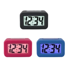 70940 Equity by La Crosse Silicon LCD Digital Alarm Clock - Blue, Gray or Pink