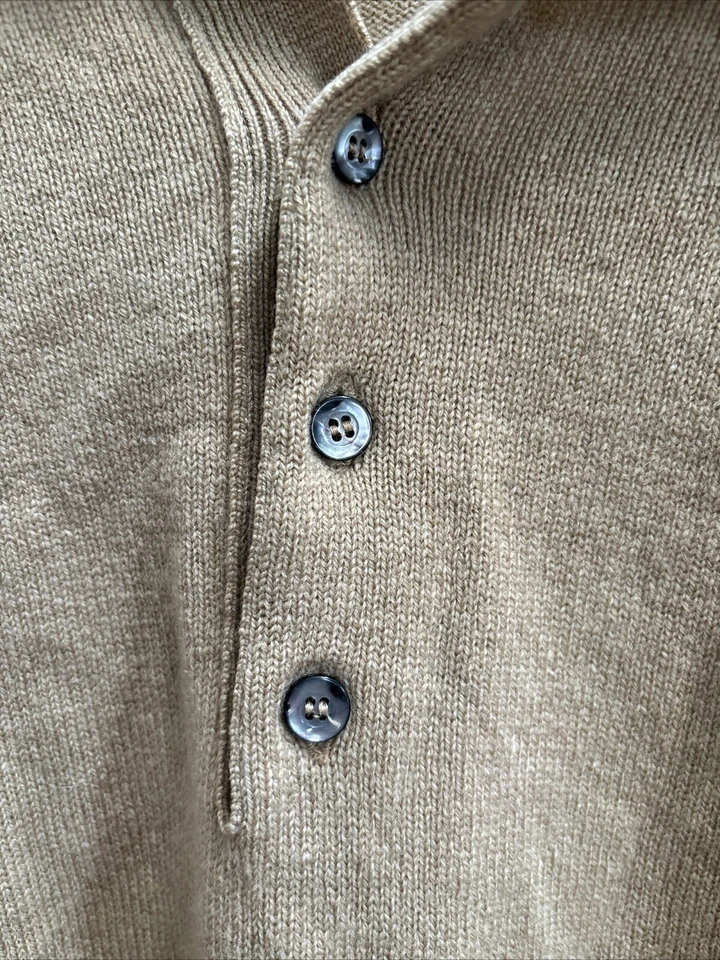 Suéter Burberrys Vintage Para Hombre Lana Cuello Botón Talla L Academia Y2K Grannycore Foto 3 de 4