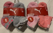 Puma Girls Low Cut Socks 2-8pks Assorted 5-6.5