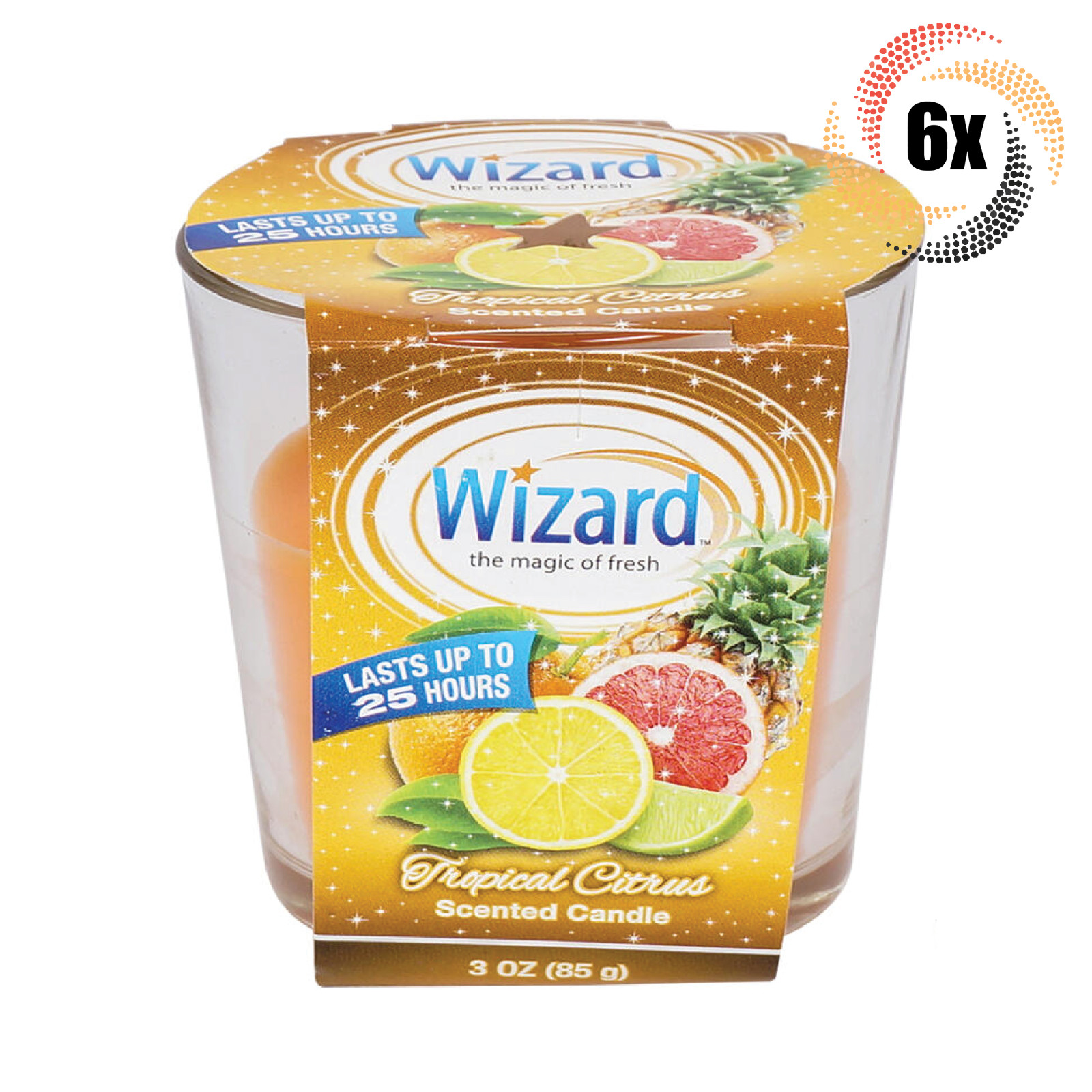 6x Свечей с ароматом Тропических Цитрусовых Candles Wizard 3 унции Горят в течение 25 Часов 5990₽