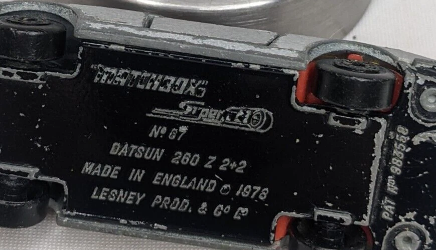 Caja de cerillas de plata Superfast Datsun 280z 1978 vintage 2+2 #87 Lesney Inglaterra Foto 2 de 4