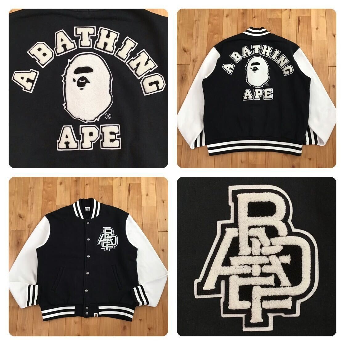 BAPE LOGO sweat varsity jacket a bathing ape NIGO Size L | eBay