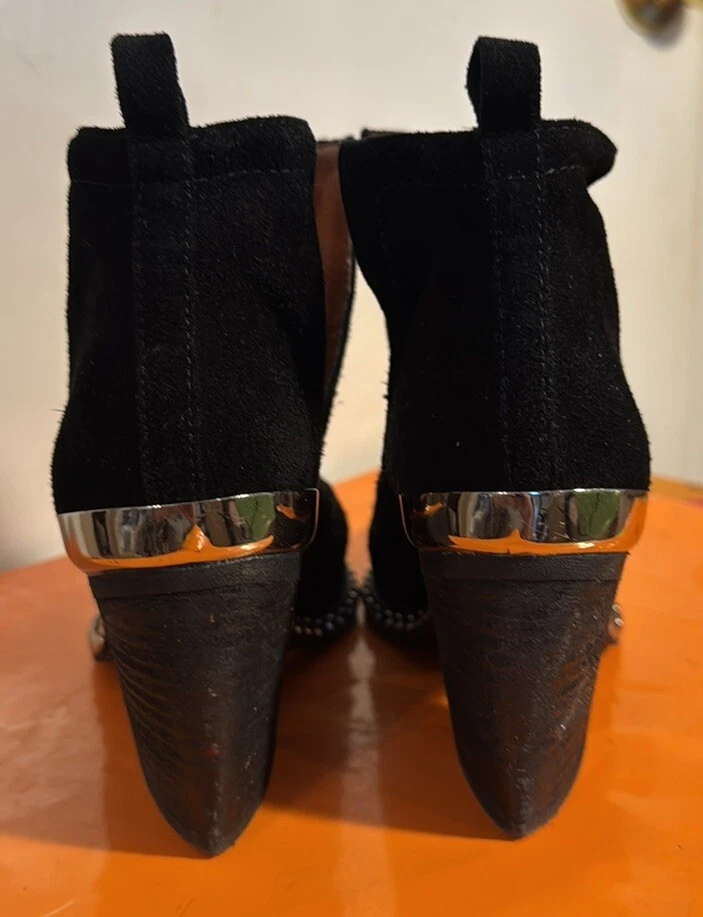 Jeffrey Campbell Botines de Gamuza Borde Plateado 3” Tacones Usados en Excelente Condición Damas 6 Originales $329 Foto 4 de 4