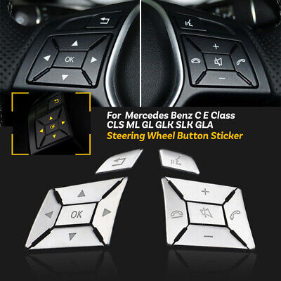 1x For Mercedes Benz W176 W204 W212 2012-2014 Silver Steering Wheel Cover Trim