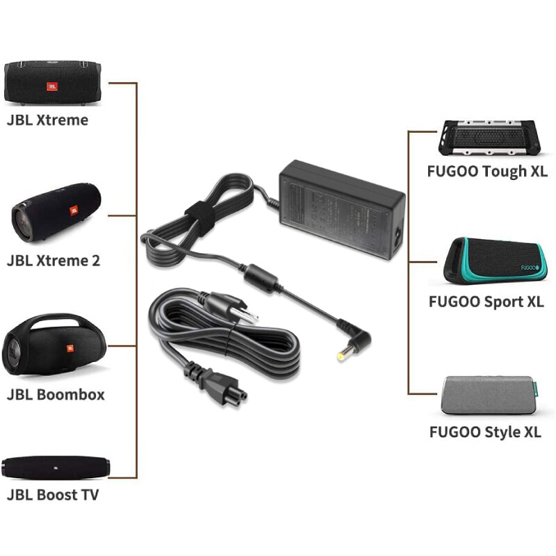 For JBL Xtreme 2/Plus & FUGOO XL Bluetooth Speaker Charger Power