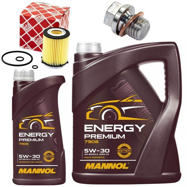 MotoröL Filter Set Mannol 5W-30 Api Sn 6 Liter + Schraube FüR Mercedes E-Klasse-image