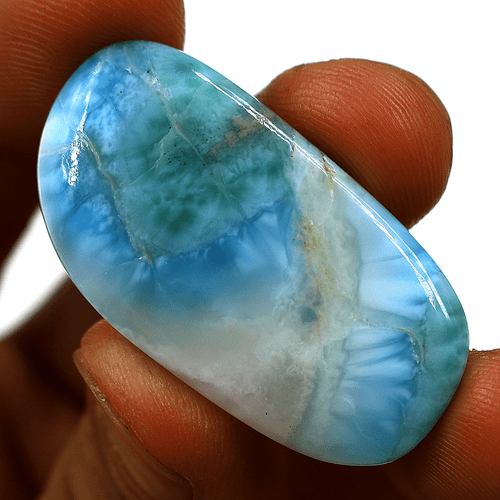 39 Cts Natural Dominican Larimar Top Grade 39.6x21mm Freeform Cabochon Gemstone