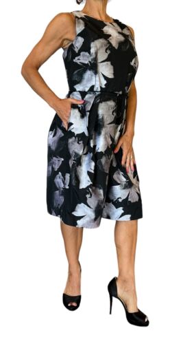 Carmen Marc Valvo Womens Dress Jacquard Painted Flower Floral Fit & Flare 10 NWT - Picture 9 of 20