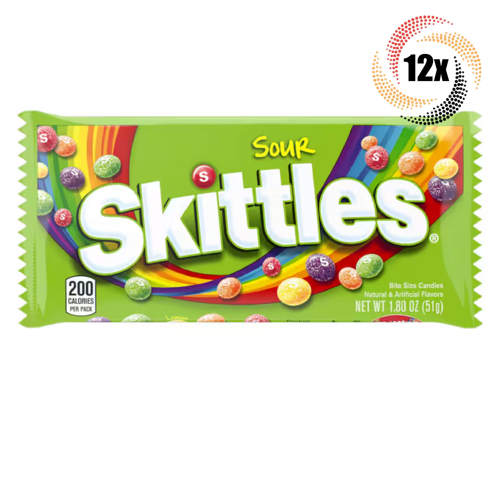 12 упаковок конфет Skittles Sour с различными вкусами | 1,8 унции