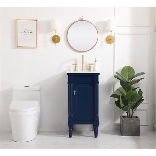Elegant Decor Lexington 18.5" Solid Wood Single Bathroom Vanity in Blue - Picture 6 of 8