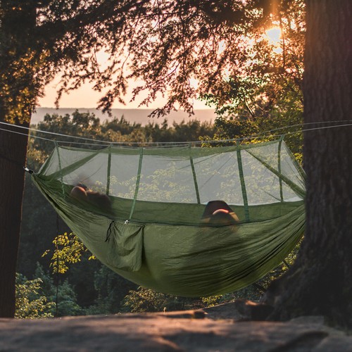 Hängematte mit Moskitonetz Camping 300kg Tragfähigkeit Ultraleichte 2 Personen - Bild 6 von 6