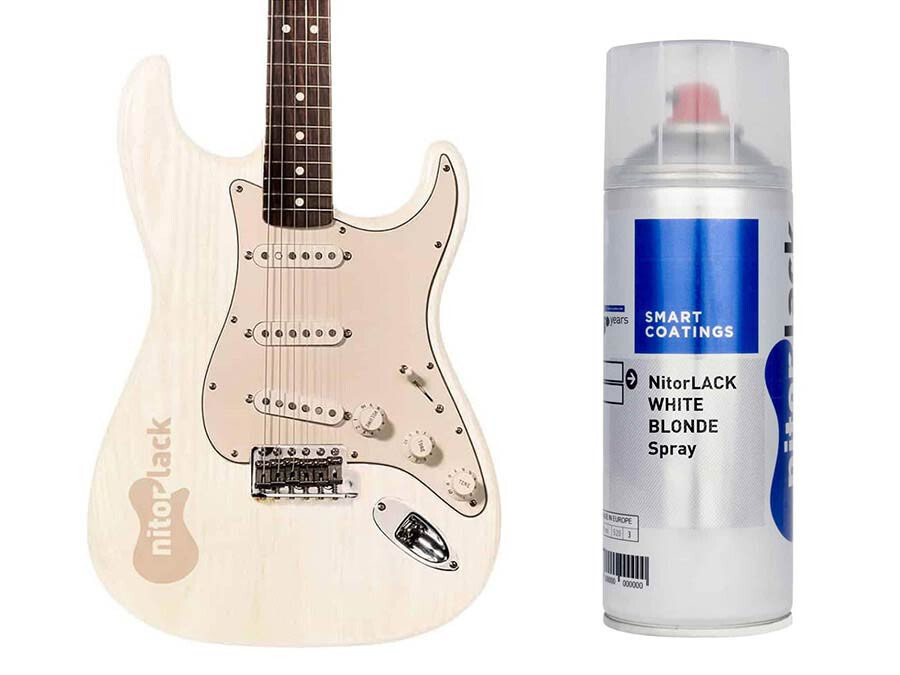 Vernis nitrocellulose de lutherie NitorLACK finition white blonde aérosol haut de gamme