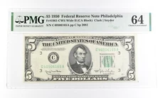 PMG 64 Choice Unc 1950 $5 Philadelphia, PA US FRN Green Seal Fr#1961-CWii *1025