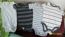 Baby Boy Onesies Lot Of 4 Striped/Gerber /Child Of Mine/ Chick pea 0-3 m
