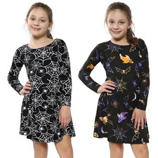 Kids Girls Swing Dress Halloween Costume Xmas Party Dresses Age 3-13 Years