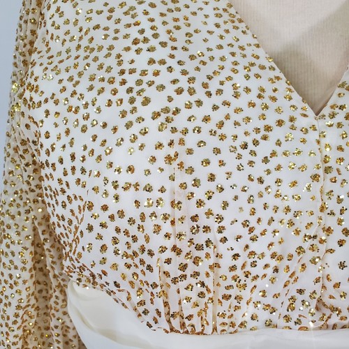 Size 18 Martinique Fashion Vintage 70s 80s Ivory Sequined Formal Evening Gown - Picture 5 of 9