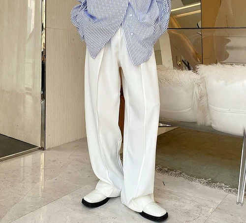 Pantalones de diseño para hombre Pantalones de moda Gran Bretaña cintura alta recta simple coreano OL - Imagen 5 de 21