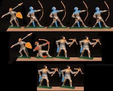 Starlux Knights - Set of 11 Knights in silver armor in 4 poses - 60mm Painted