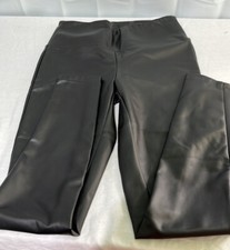 Women's Faux Leather Tapered Ankle Pants - A New Day  XS Black