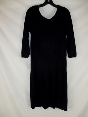 MILLY of New York Women Sheath Dress Sz Large Black Stretch Pleat Bottom CB99V