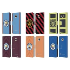 MAN CITY FC 2022/23 BADGE KIT LEATHER BOOK WALLET CASE COVER FOR MOTOROLA PHONES