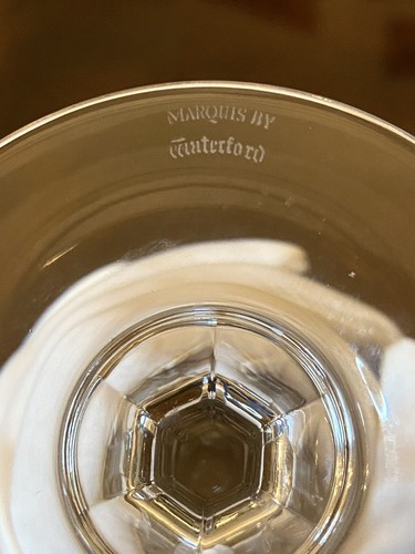 Pair Waterford Marquis Hanover Cut Crytal Wine Goblets Signed 7 5/8” - Picture 5 of 9
