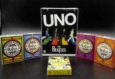 Mattel Creations UNO Canvas & Theory11 "The BEATLES" Bundle Card Games Pack -New