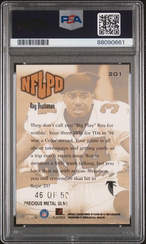 Metal Universe Ray Buchanan #201 1999 gemas de metales preciosos PMG PSA 7 #/50 NFLPD - Imagen 2 de 2