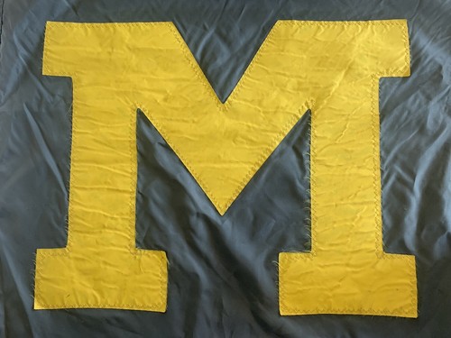 Vtg University of Michigan 2 Sided Stitched M Flag Banner HUGE 41” x 28” - Picture 3 of 5