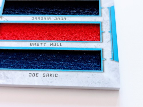 🔥#/20 JAGR SAKIC HULL 3 TRIPLE JUMBO RELICS 2020-21 Leaf In the Game Used ITG - Picture 4 of 8